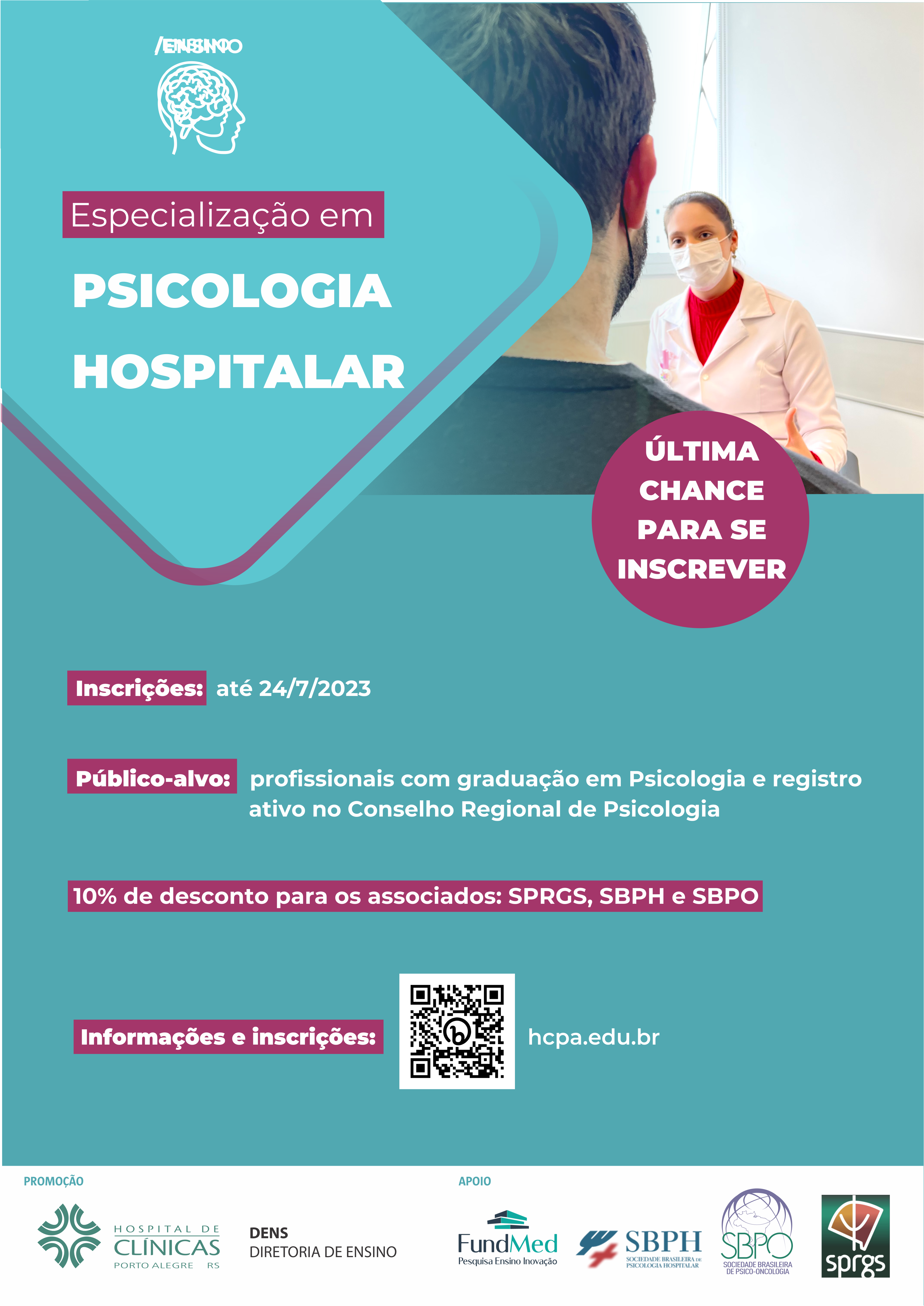 especializacao em psicologia hospitalar cartaz